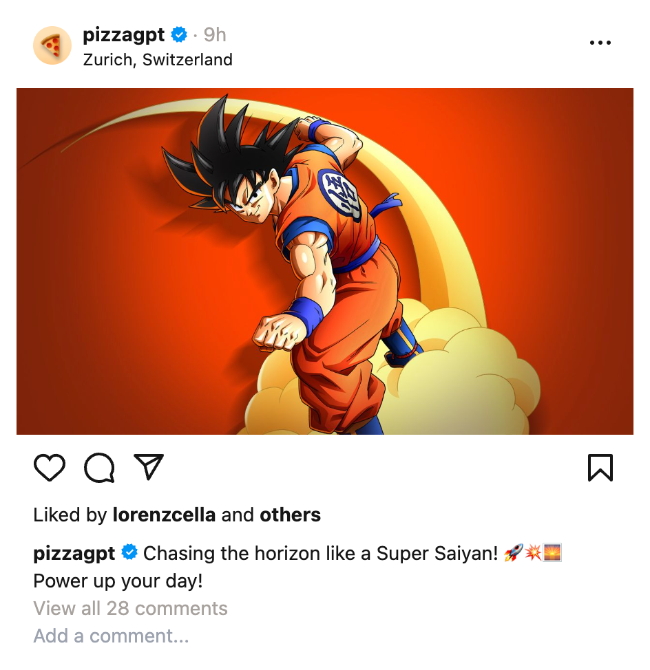 Instagram AI caption by PizzaGPT - DragonBall Super Sayan